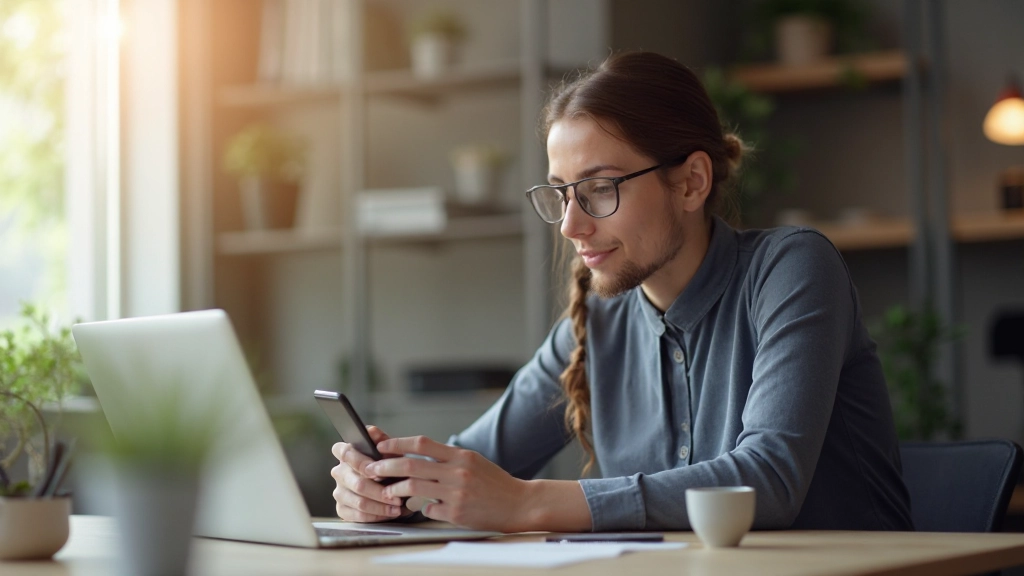 Profesionales austriacos usando dispositivos móviles en entorno moderno