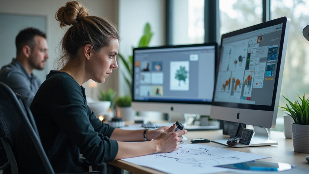 Österreichischer Designer arbeitet an mobiler App Benutzeroberfläche mit Fokus auf Benutzerexperience